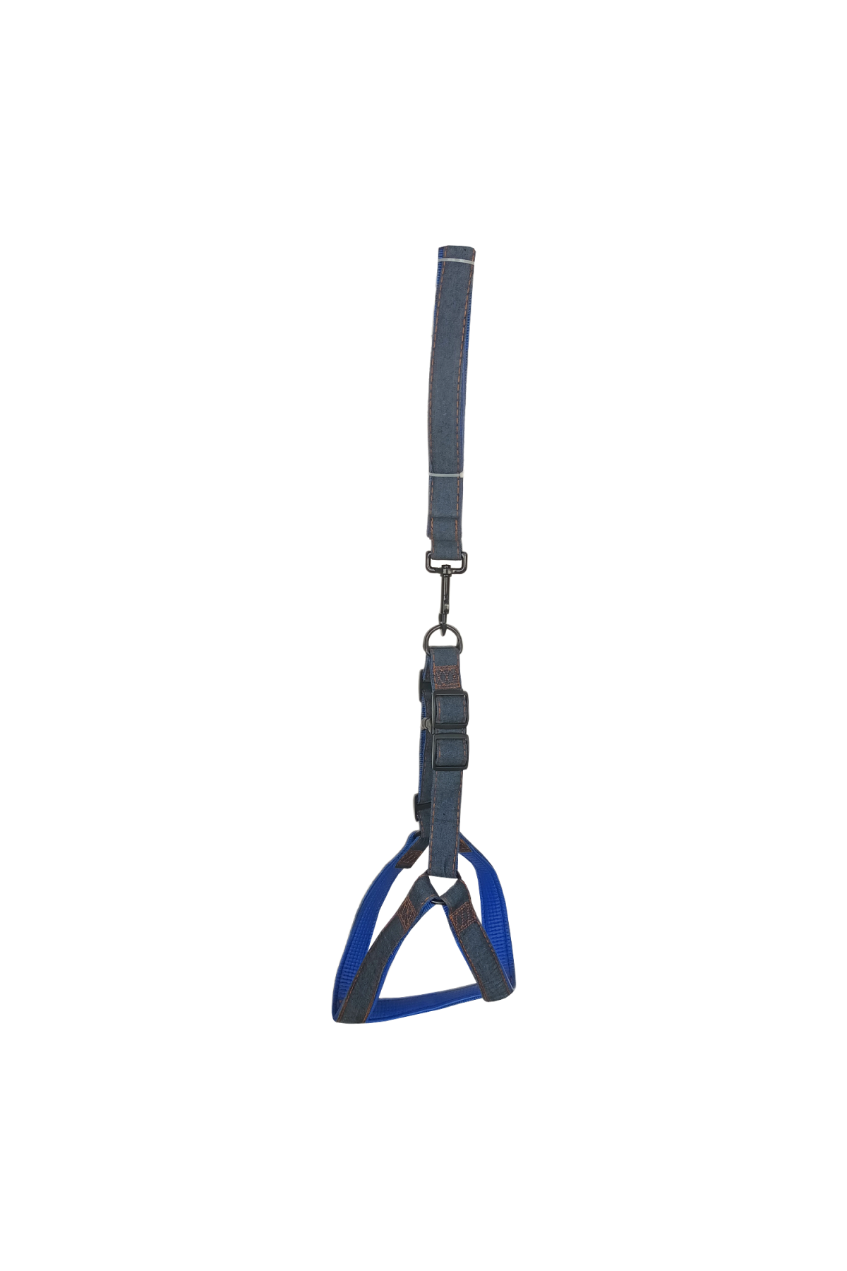 Lisinya205 Köpek Göğüs Tasma Seti Dokuma 3.5 cm*70-90 cm Mavi Kot