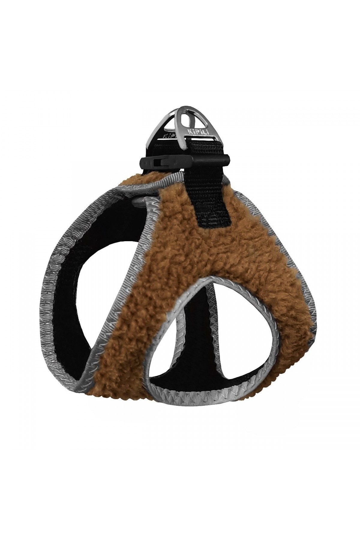 Lisinya205 Üç Kilitli Kürklü Kedi Köpek Göğüs Tasması 24-28 cm XX-Small Kahverengi
