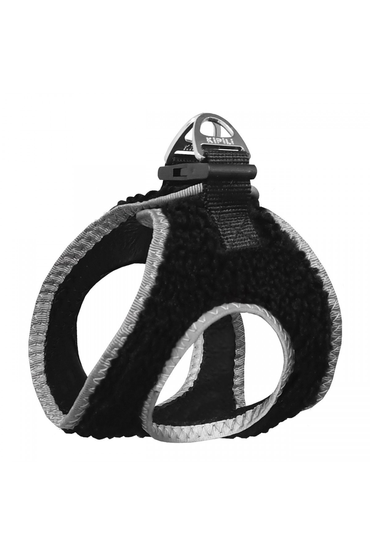 Lisinya205 Üç Kilitli Kürklü Kedi Köpek Göğüs Tasması 32-40 cm Medium Siyah