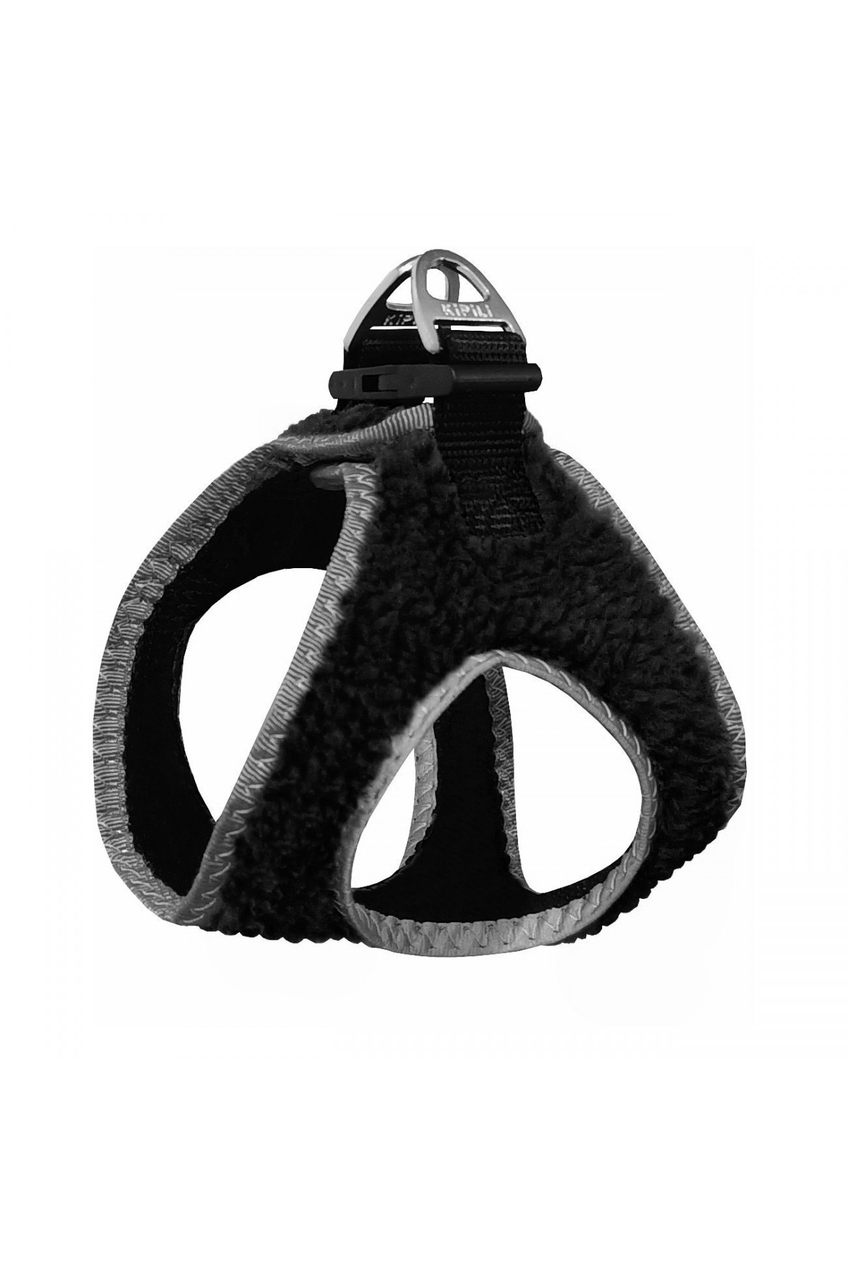 Lisinya205 Üç Kilitli Kürklü Kedi Köpek Göğüs Tasması 32-40 cm Medium Siyah