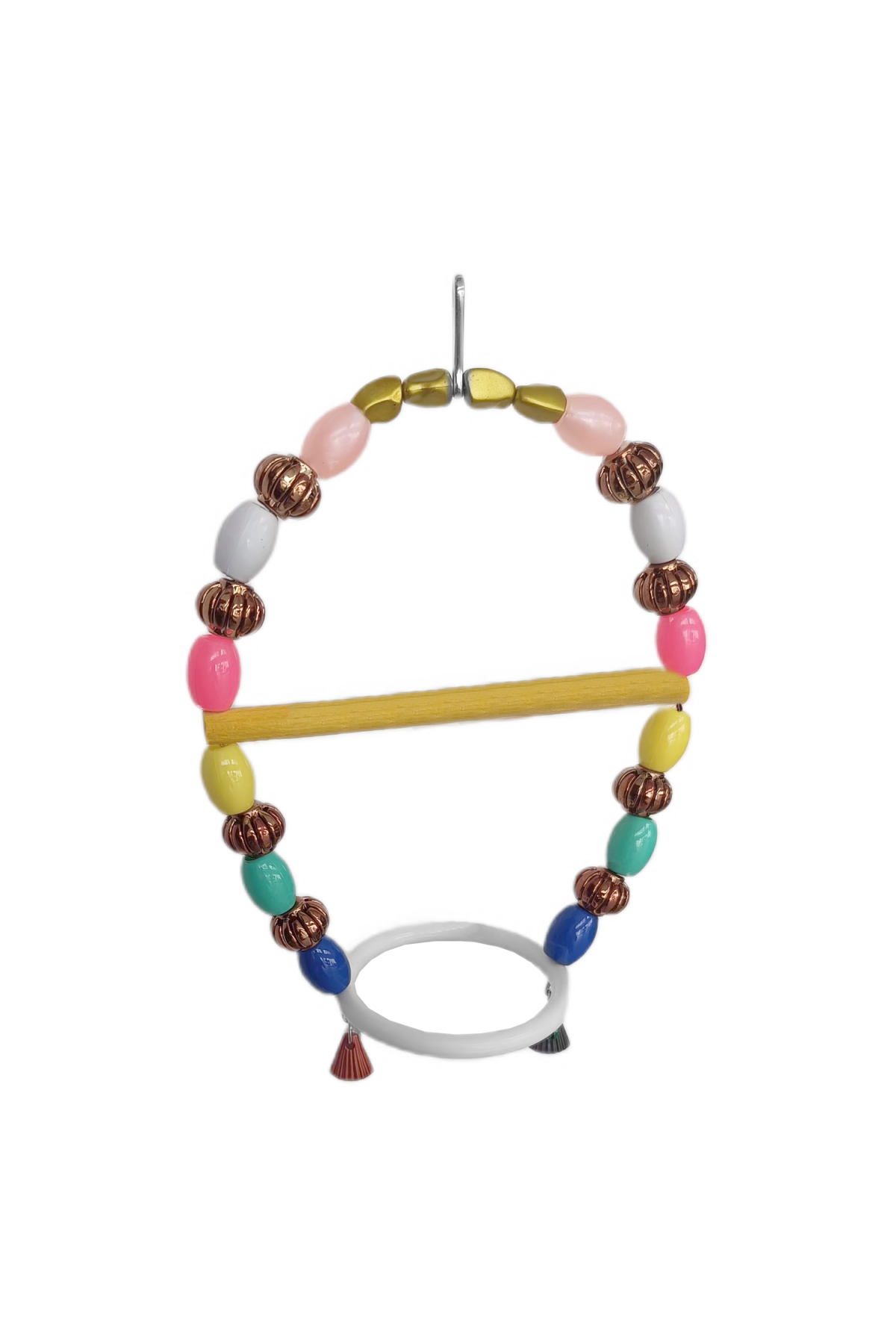 Lisinya205 Renkli Boncuklu Oval Halkalı Papağan Salıncağı 15 cm-23 cm Lisinya205 Renkli Boncuklu Oval Halkalı Papağan Salıncağı 15 cm-23 cm
