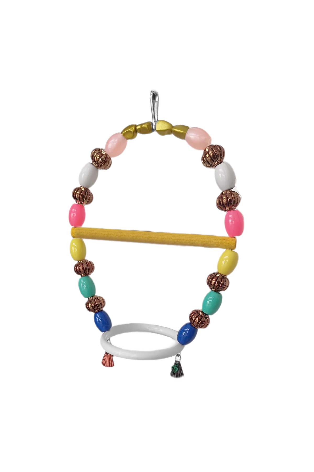 Lisinya205 Renkli Boncuklu Oval Halkalı Papağan Salıncağı 15 cm-23 cm Lisinya205 Renkli Boncuklu Oval Halkalı Papağan Salıncağı 15 cm-23 cm