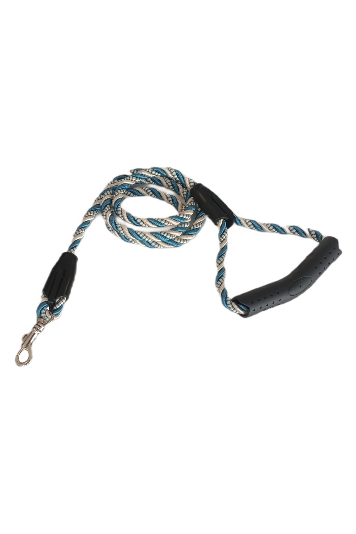 Lisinya205 Üçlü Sarmallı Köpek Gezdirme Halatı 1 cm-120 cm Mavi Beyaz