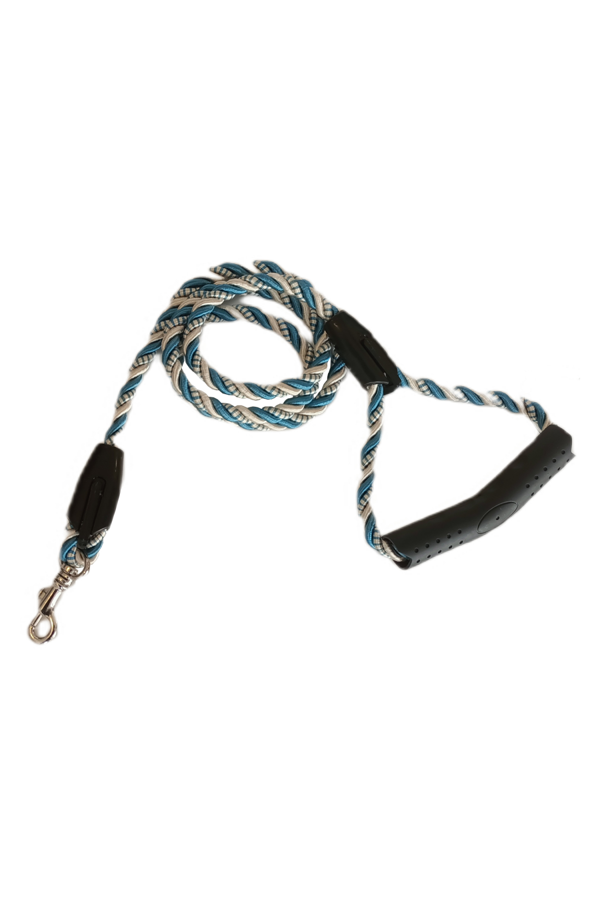 Lisinya205 Üçlü Sarmallı Köpek Gezdirme Halatı 1 cm-120 cm Mavi Beyaz