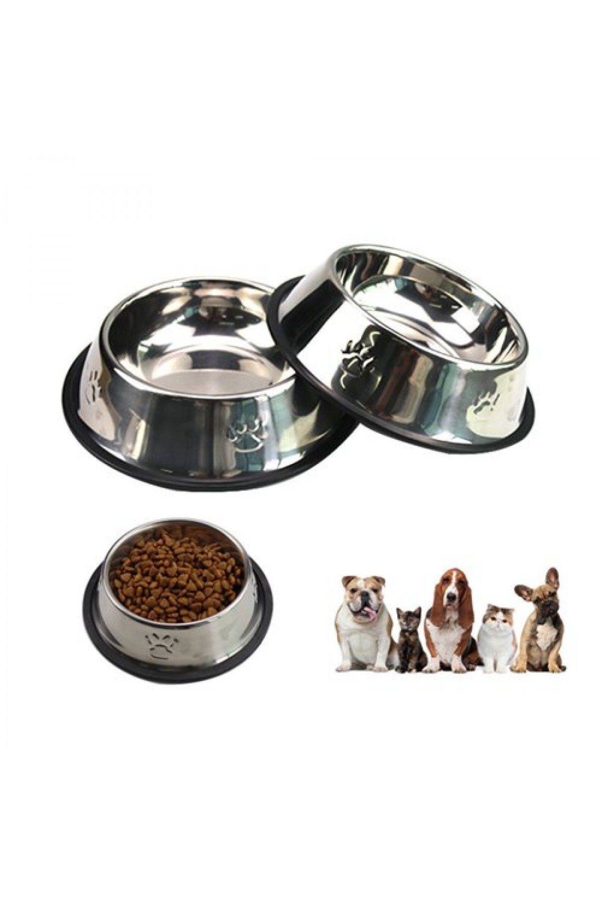 Pati Desenli Çelik Mama ve Su Kabı 8 Oz 250 ml 15 cm