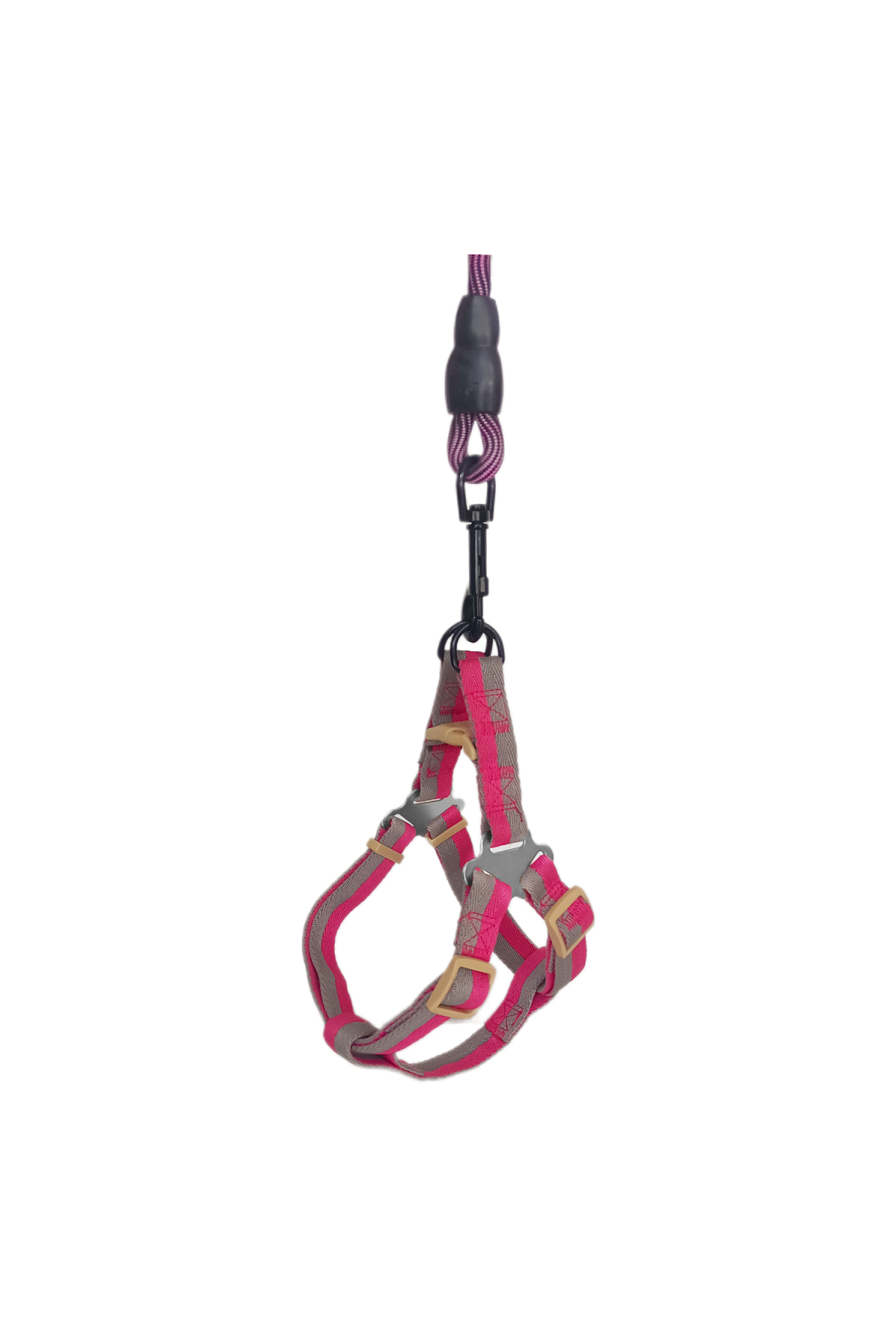 Lisinya205 Köpek Göğüs Tasma Seti Dalga Desenli 2 cm*40-58 cm Mor-Pembe
