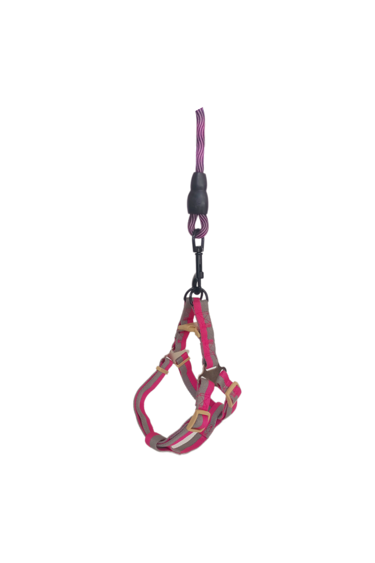 Lisinya205 Köpek Göğüs Tasma Seti Dalga Desenli 2 cm*40-58 cm Mor-Pembe