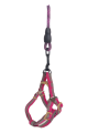 Lisinya205 Köpek Göğüs Tasma Seti Dalga Desenli 2 cm*40-58 cm Mor-Pembe