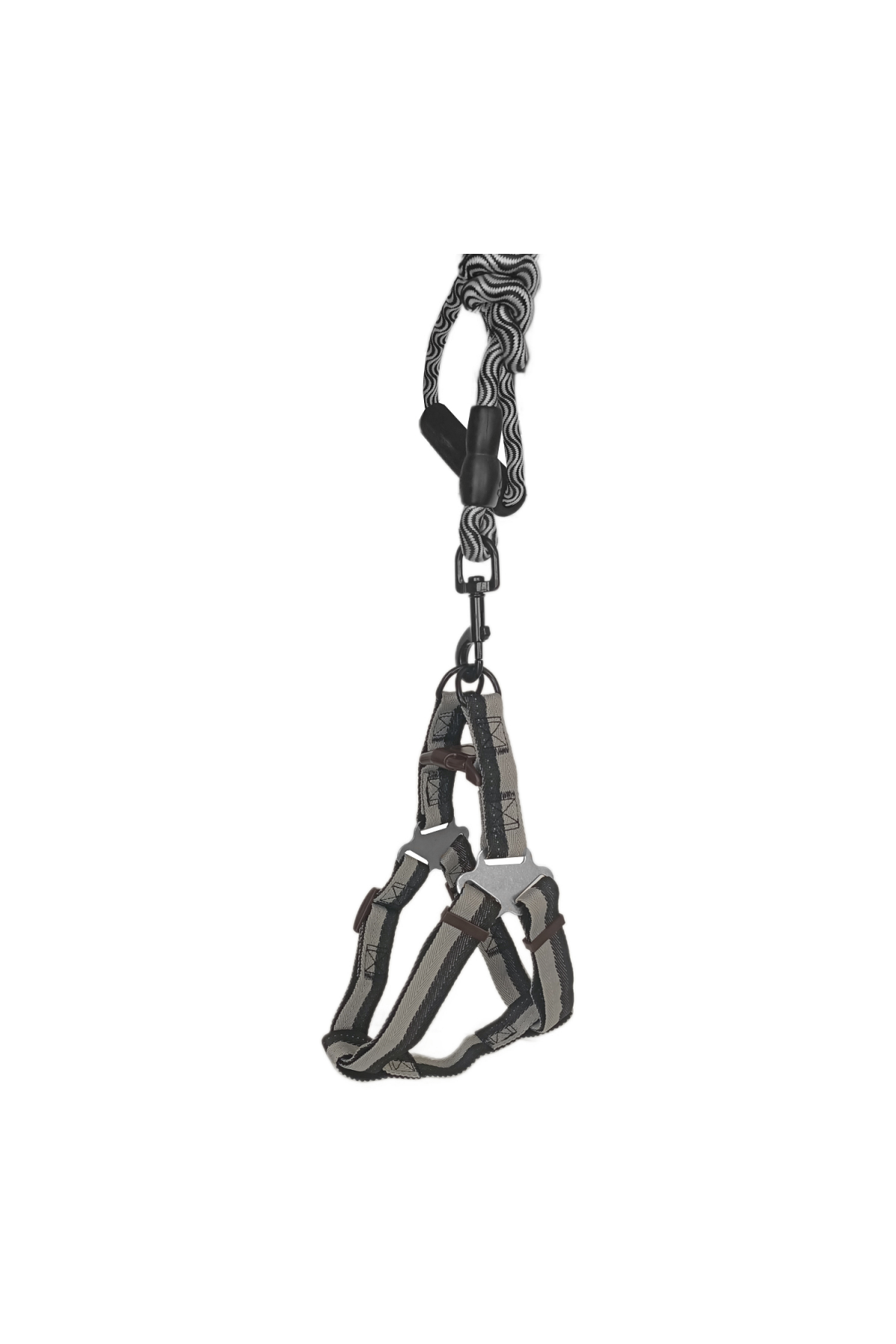 Lisinya205 Köpek Göğüs Tasma Seti Dalga Desenli 1.5 cm*35-48 cm Siyah-Beyaz