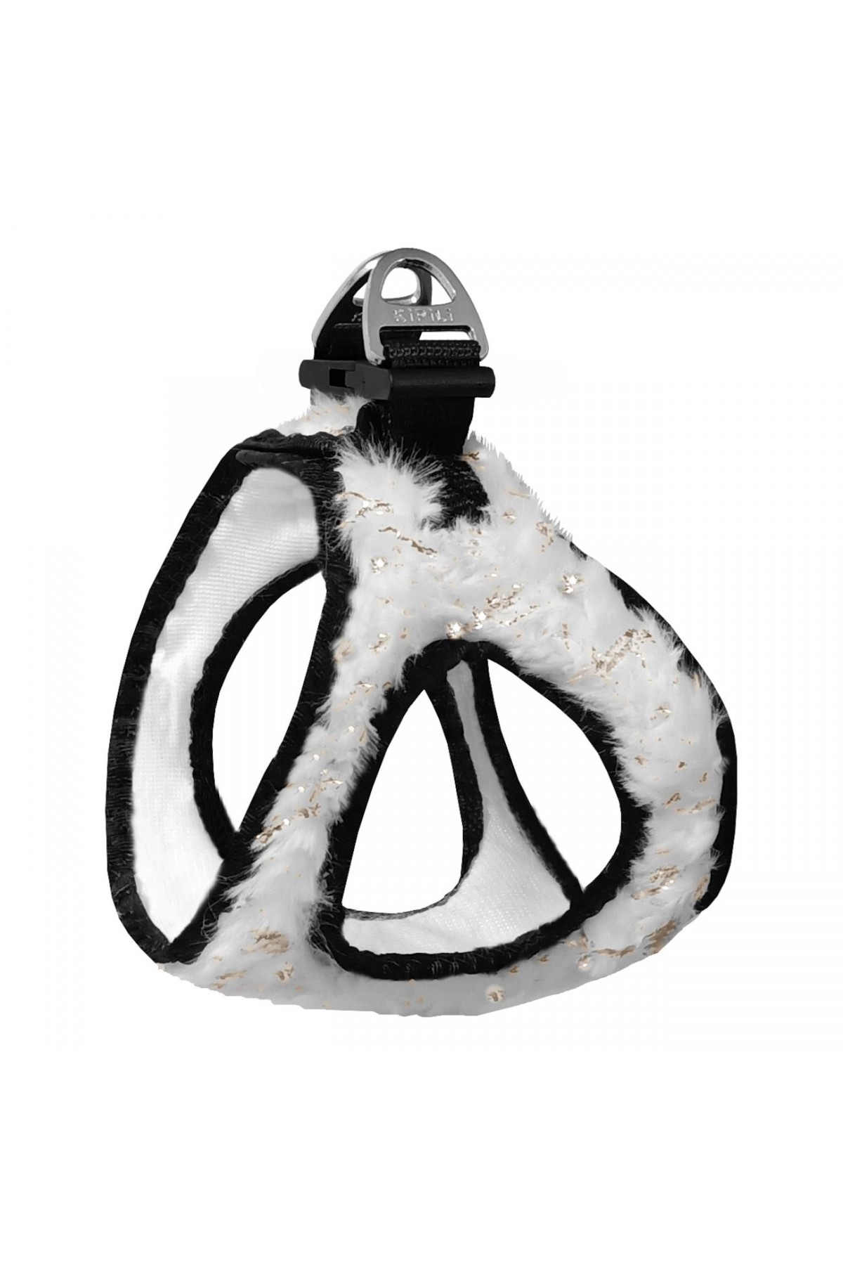 Lisinya205 Üç Kilitli Simli Peluş Kedi Köpek Göğüs Tasması 20-24 cm XXX-Small Beyaz