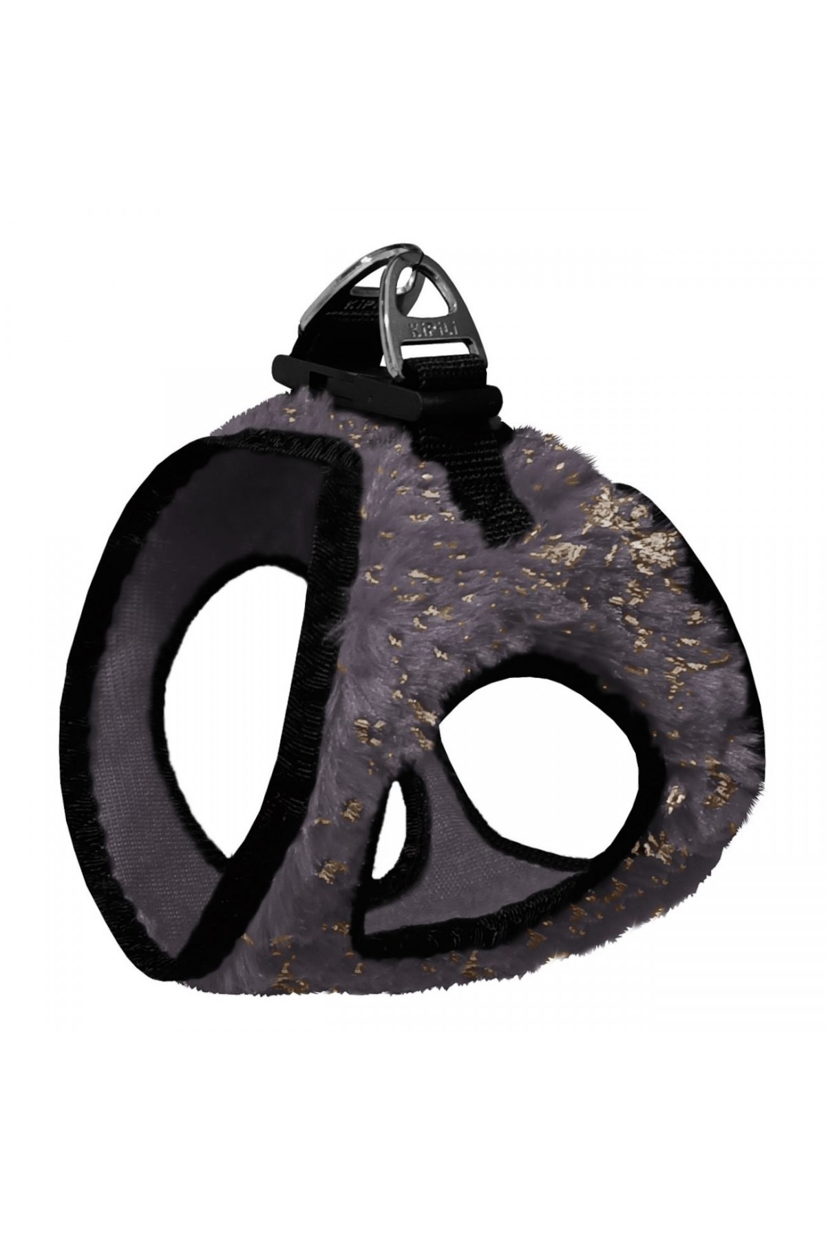 Lisinya205 Üç Kilitli Simli Peluş Kedi Köpek Göğüs Tasması 20-24 cm XXX-Small Gri