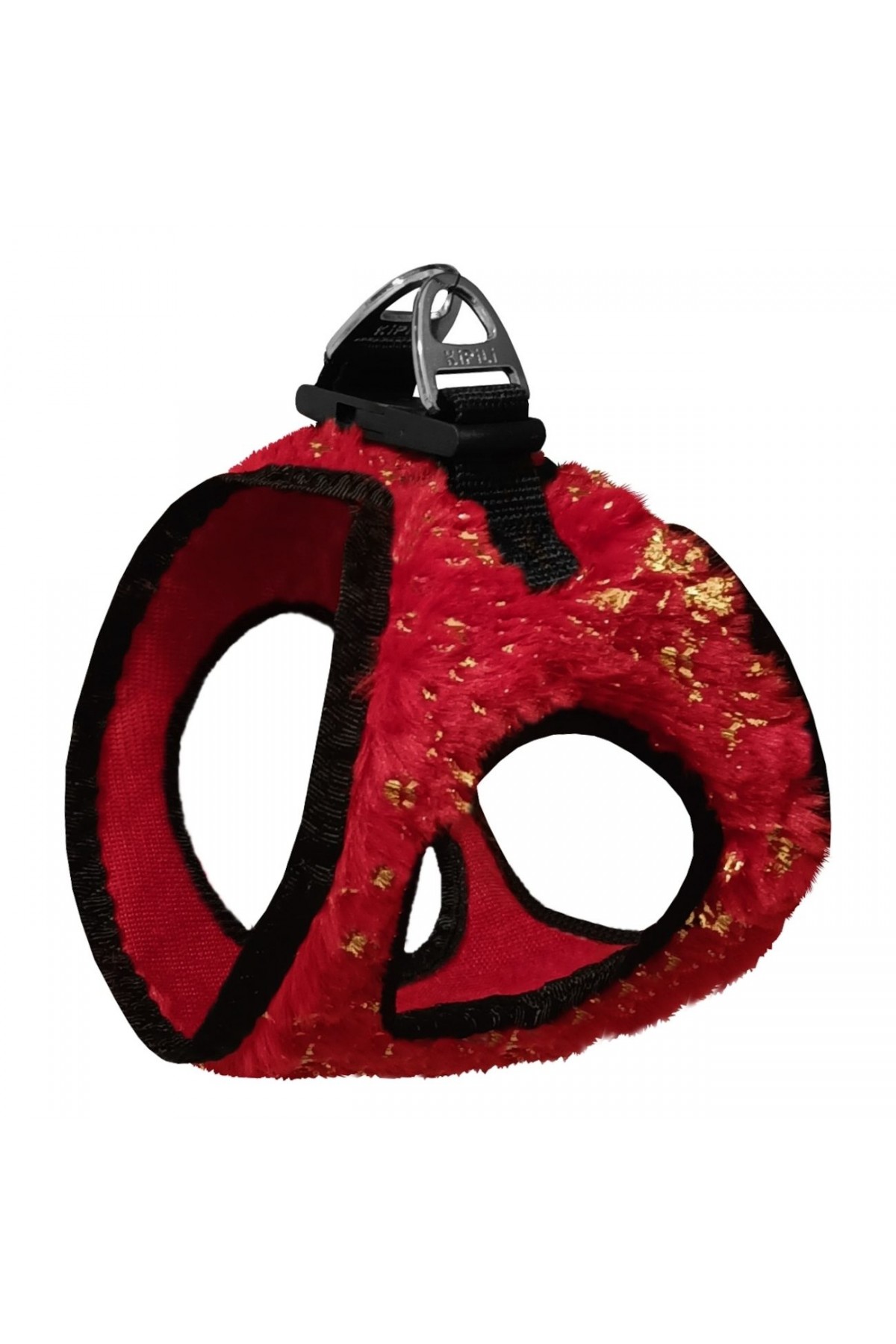 Lisinya205 Üç Kilitli Simli Peluş Kedi Köpek Göğüs Tasması 20-24 cm XXX-Small Kırmızı