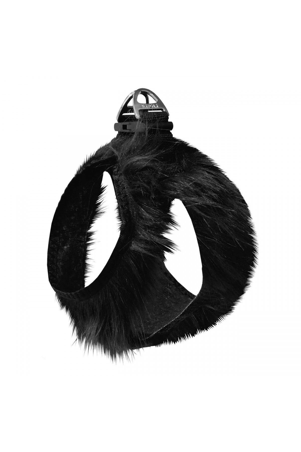 Lisinya205 Üç Kilitli Peluş Kedi Köpek Göğüs Tasması 24-28 cm XX-Small Siyah