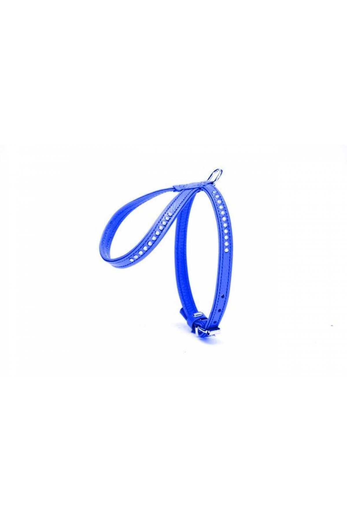 Lisinya205  Swarovski Taşlı Deri Köpek Göğüs Tasması 1,2 x 29-40 cm Mavi