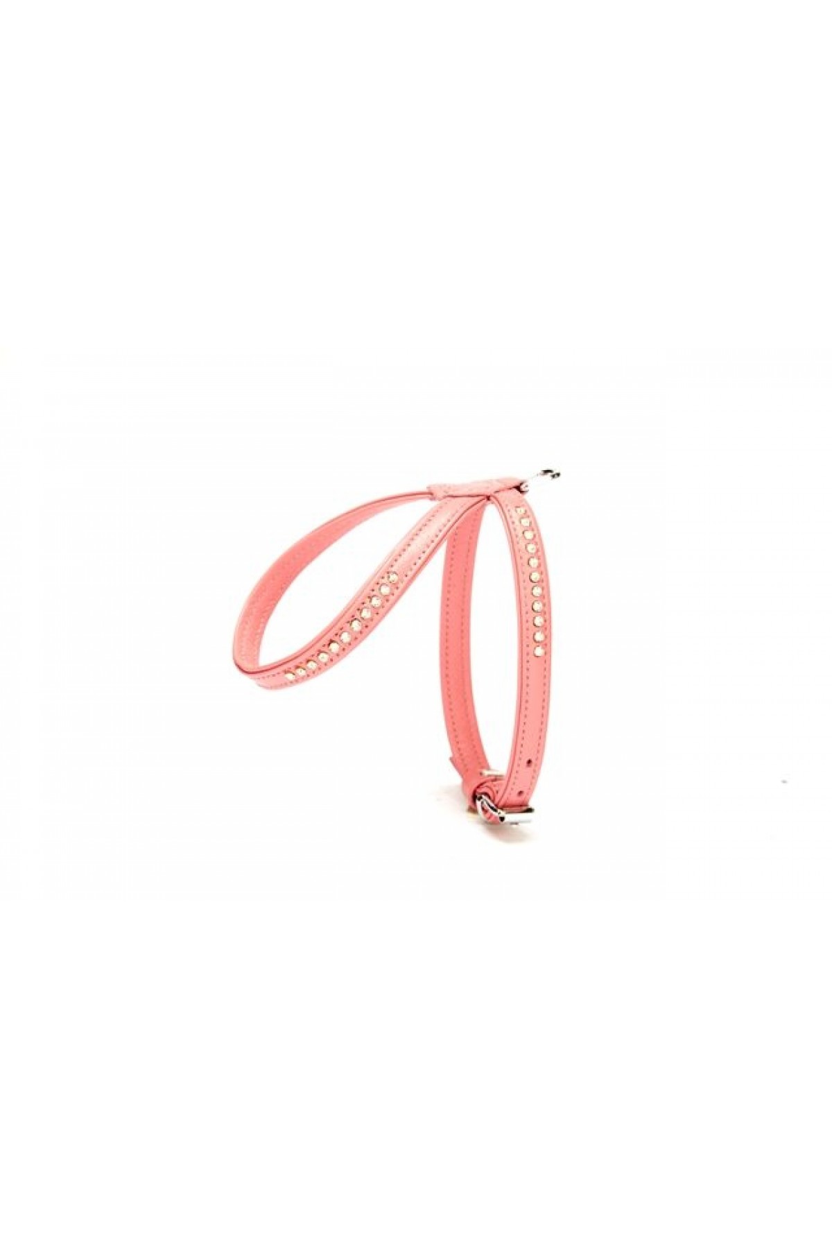 Lisinya205  Swarovski Taşlı Deri Köpek Göğüs Tasması 1,2 x 21-30 cm Pembe