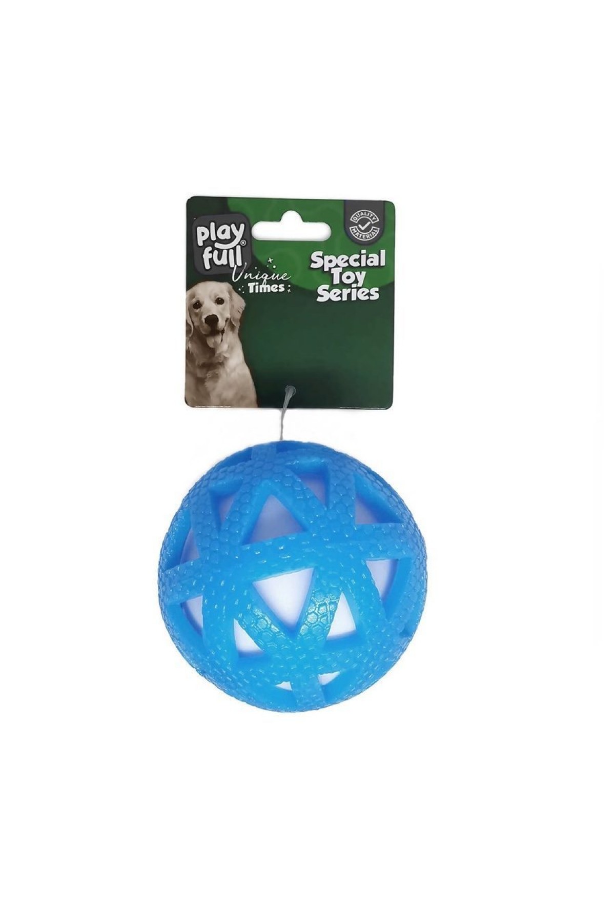 Lisinya205 Işıklı Üçgen Desenli Plastik Top Köpek Oyuncağı 7,5 Cm Mavi