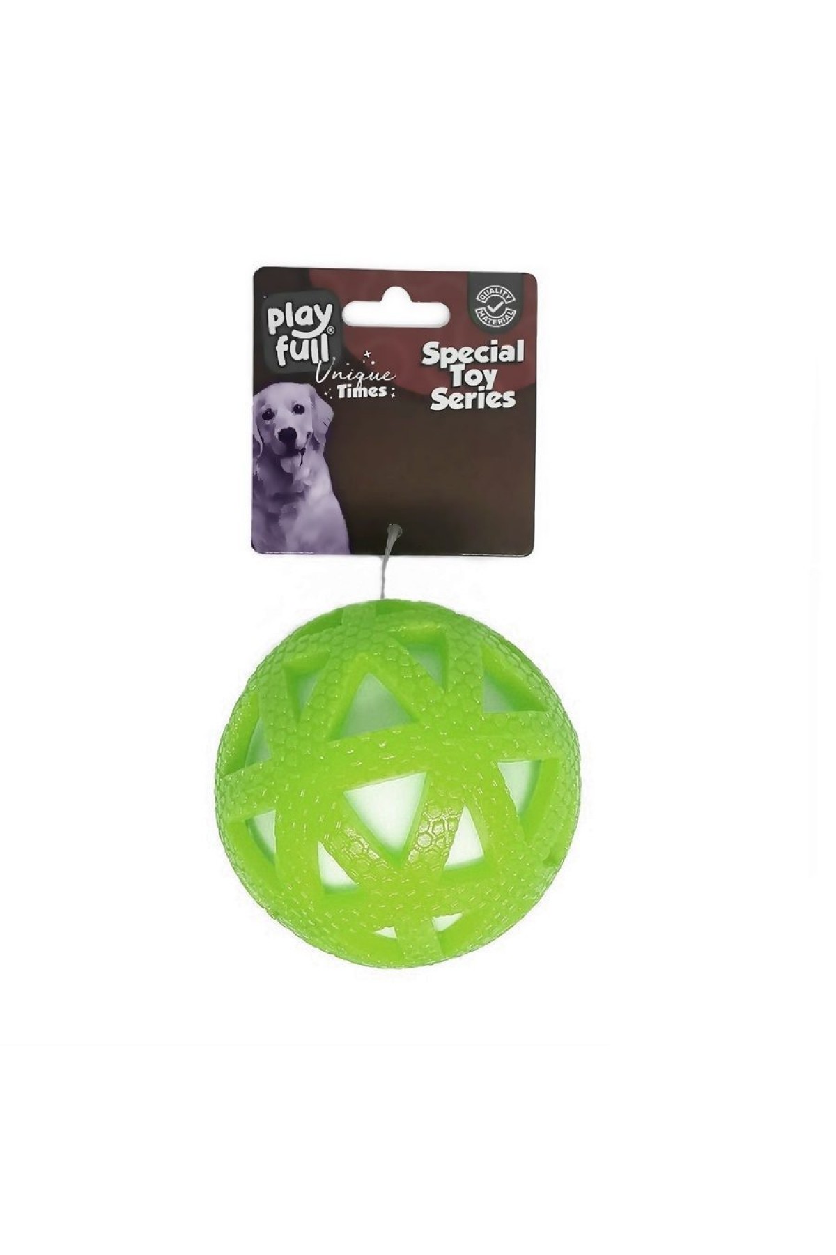 Lisinya205 Işıklı Üçgen Desenli Plastik Top Köpek Oyuncağı 7,5 Cm Yeşil