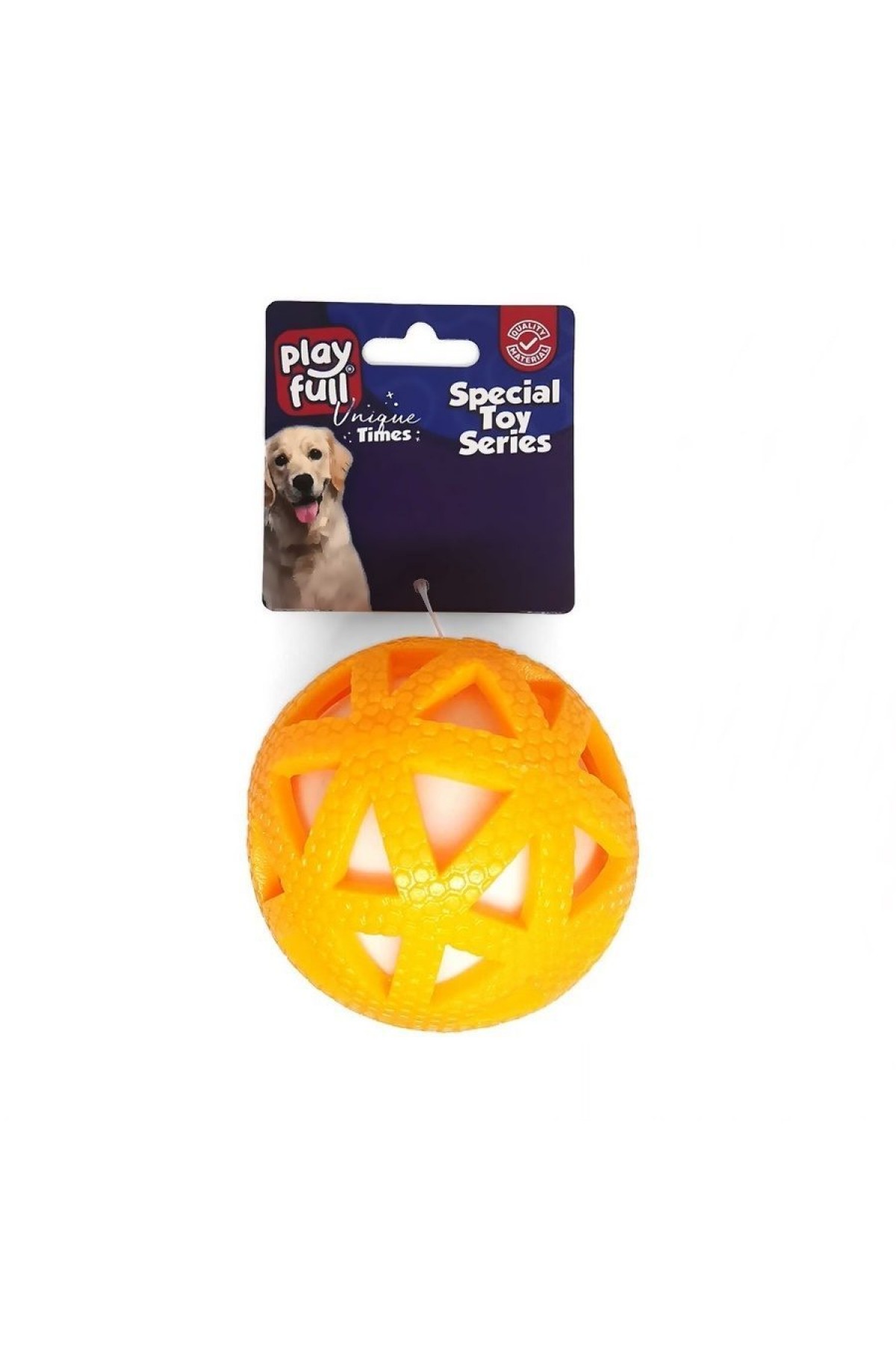 Lisinya205 Işıklı Üçgen Desenli Plastik Top Köpek Oyuncağı 7,5 Cm Sarı
