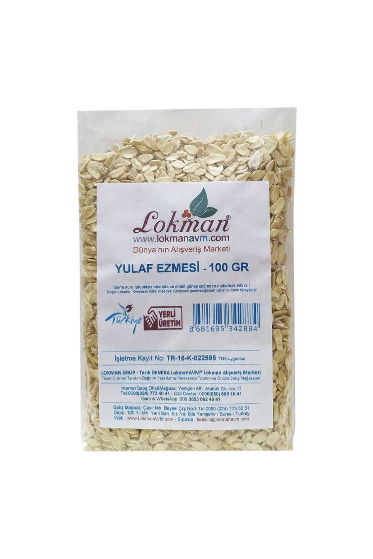 Lisinya214 Yulaf Ezmesi Doğal 100 Gr Paket