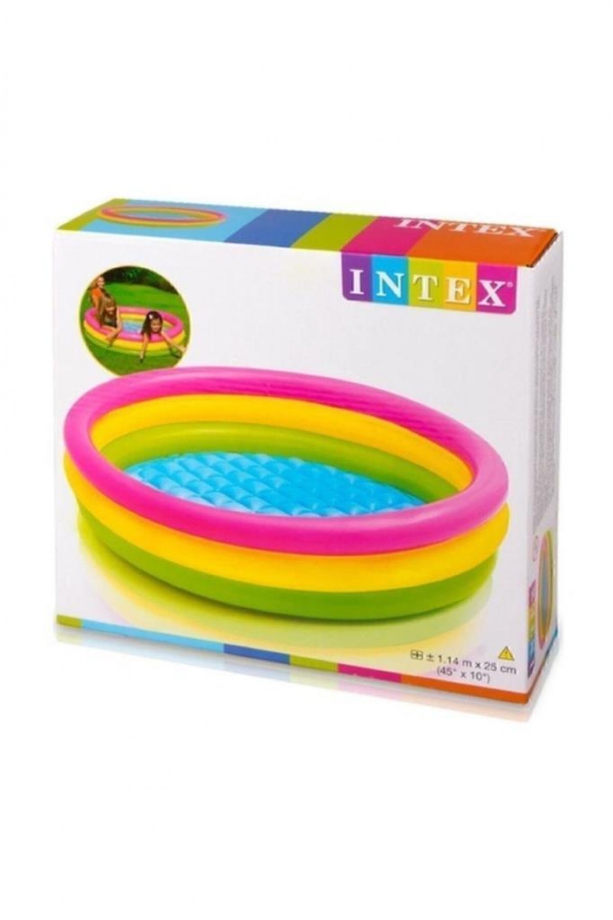 57412 - ŞİŞİRİLEBİLİR ZEMİN 3 BÖLGE HAVUZ 114 CM (Lisinya) Intex Şişirilebilir Zeminli 3 Boğumlu Sunset Havuz - 57412 v (Lisinya)