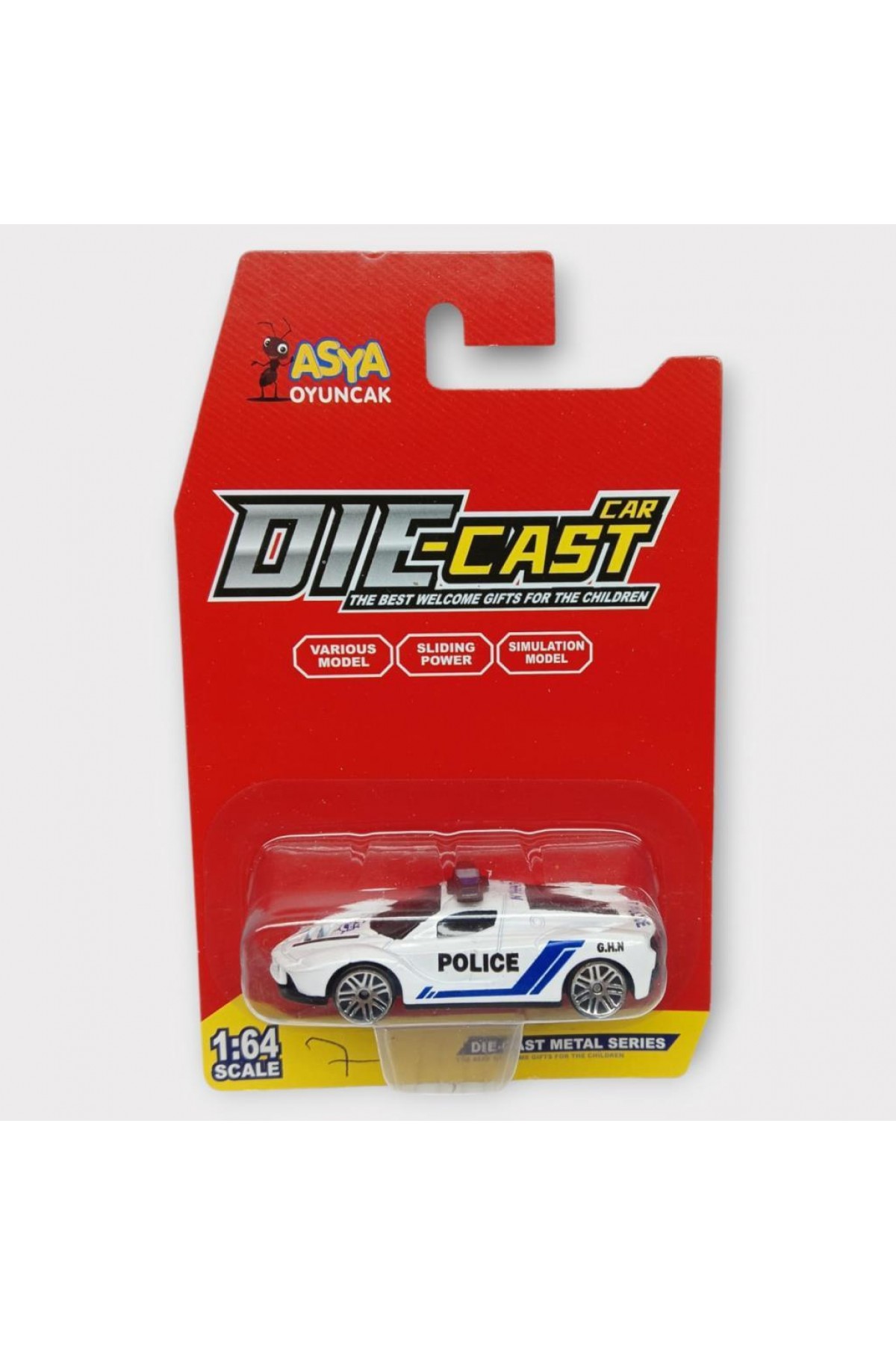 Metal Mini Polis Arabası 8 cm - Polis - 7 (Lisinya) Metal Mini Polis Arabası 8 cm - Polis - 7 (Lisinya)
