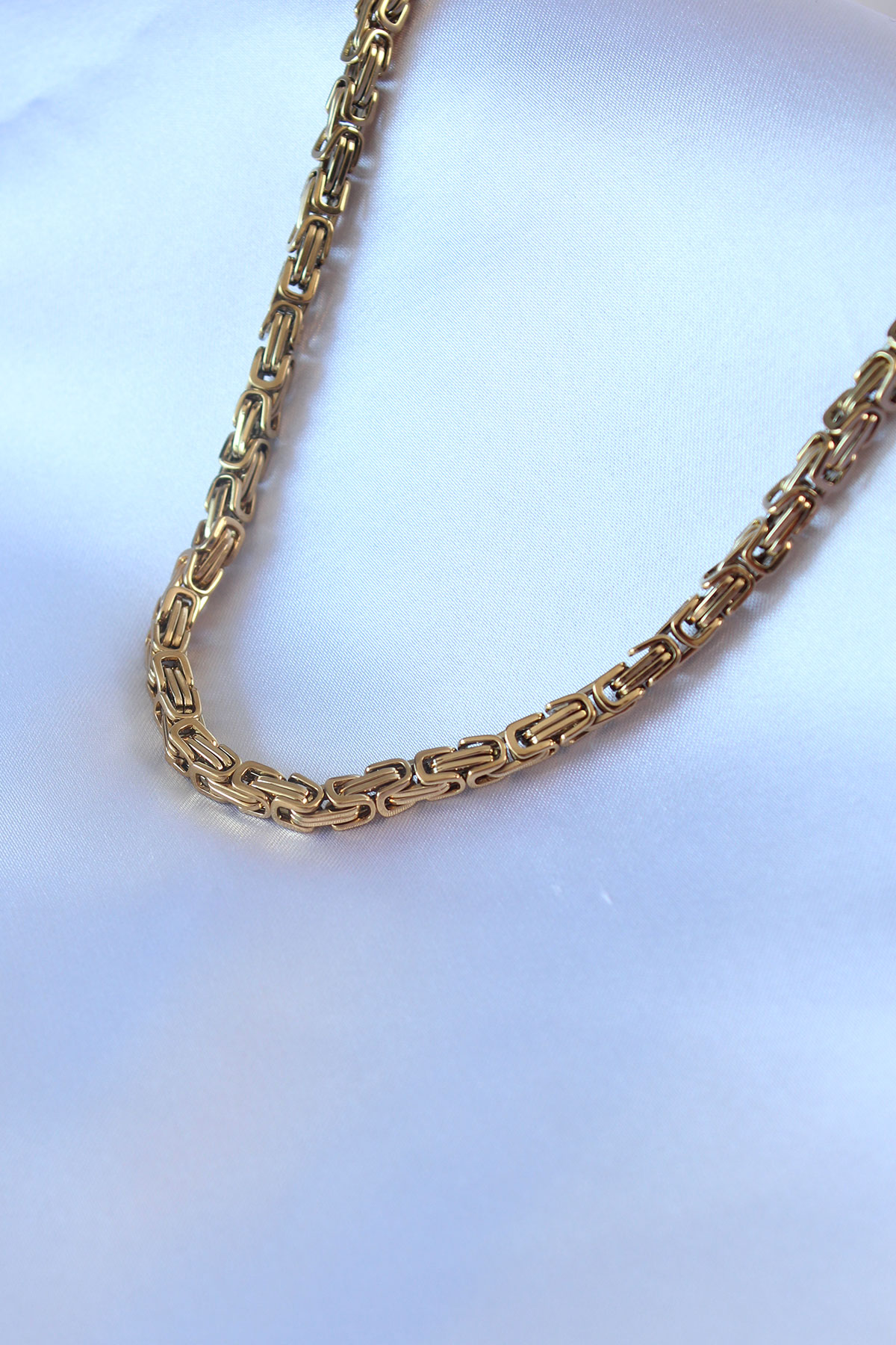 316L Çelik Gold Renk Kral Zincir Model Erkek Kolye - Lisinya