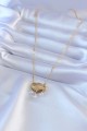 316L Çelik Gold Renk Lotus Model Zirkon Taşlı Kadın Kolye - Lisinya