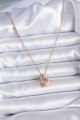316L Çelik Gold Renk Zincir Pembe Kristal Kalp Model Zirkon Taş Detay Kadın Kolye - Lisinya