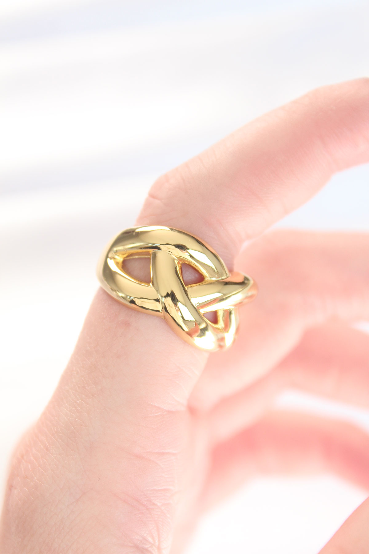 Düğüm Model Gold Renk Ayarlanabilir Yüzük - Lisinya