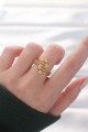 Topçuk Model Zirkon Taşlı Gold Renk Ayarlanabilir Yüzük - Lisinya