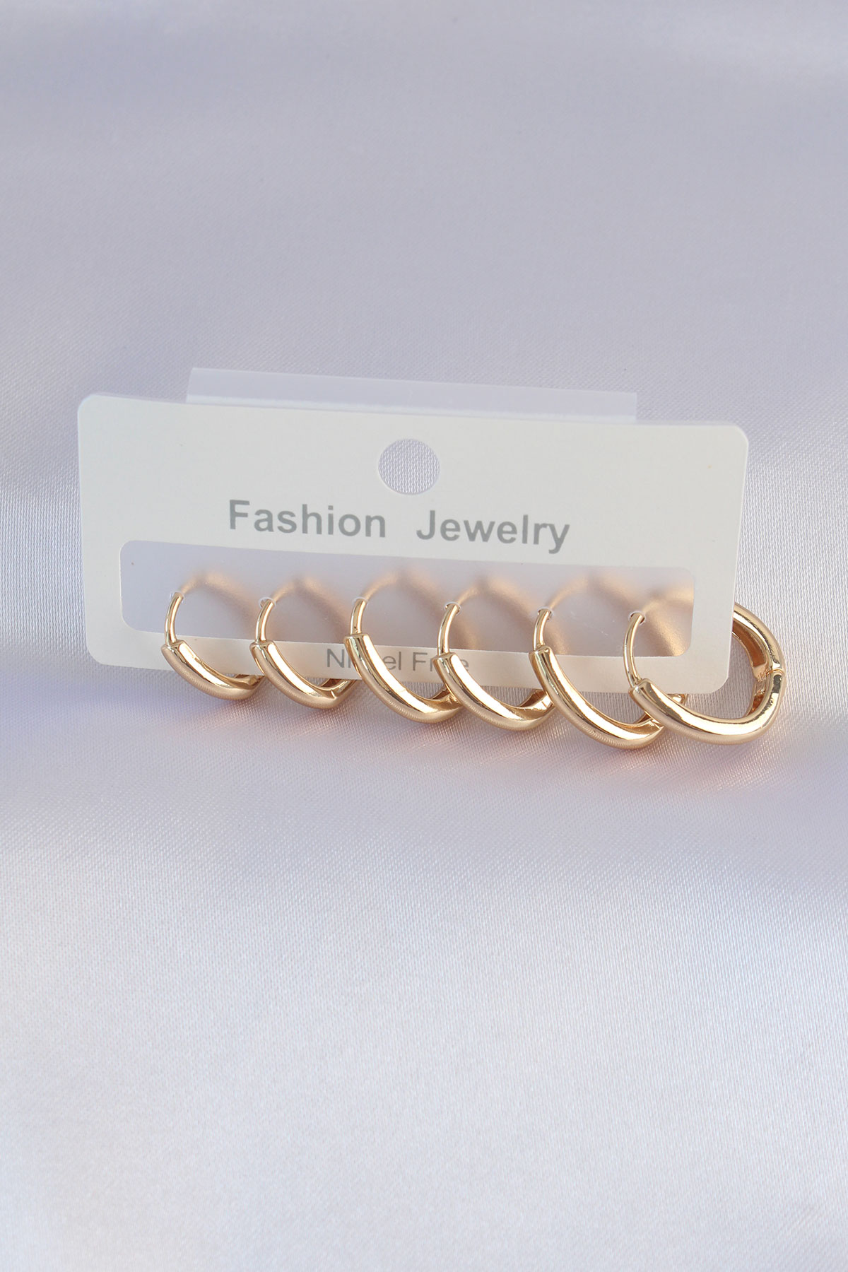Pirinç Gold Renk Oval Küpe Seti - Lisinya