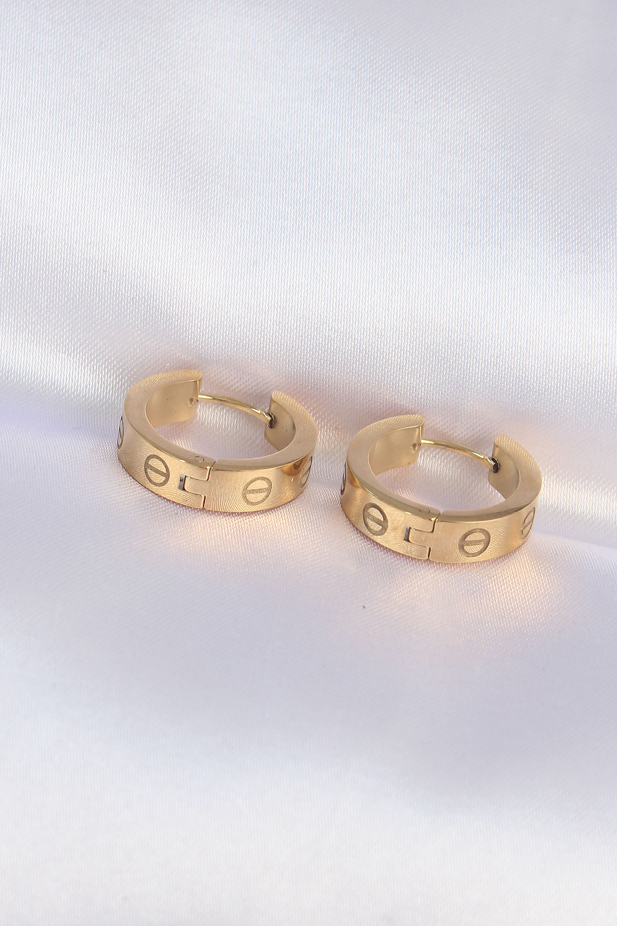 316L Çelik Gold Renk Model Halka Küpe - Lisinya