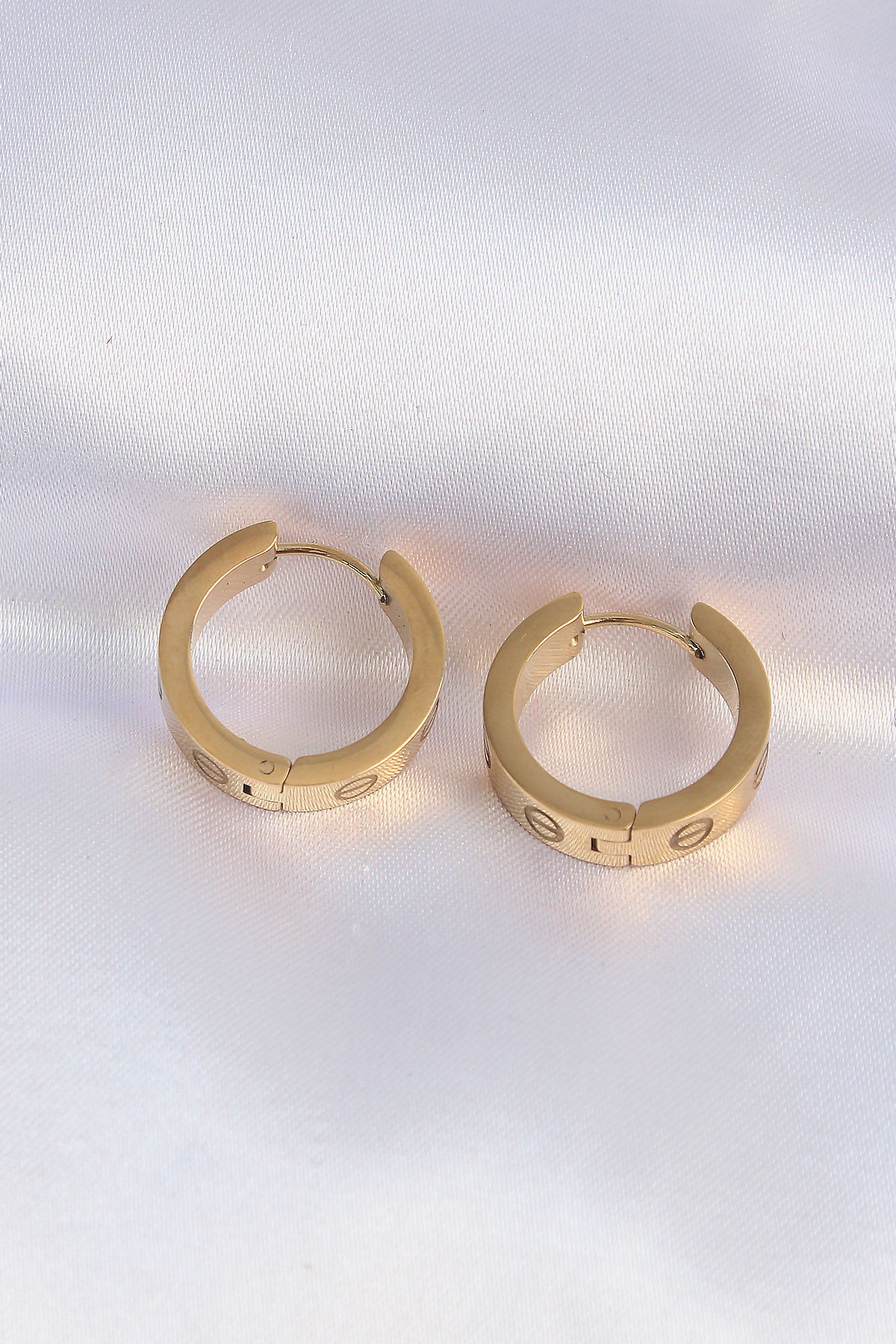 316L Çelik Gold Renk Model Halka Küpe - Lisinya