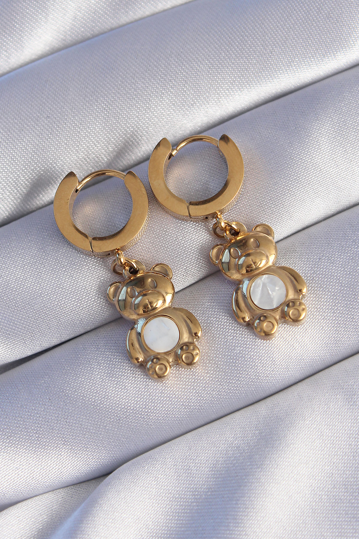 316L Çelik Gold Renk Teddy Model Küpe - Lisinya