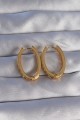 Pirinç Gold Renk Zirkon Taşlı Oval Model Küpe - Lisinya