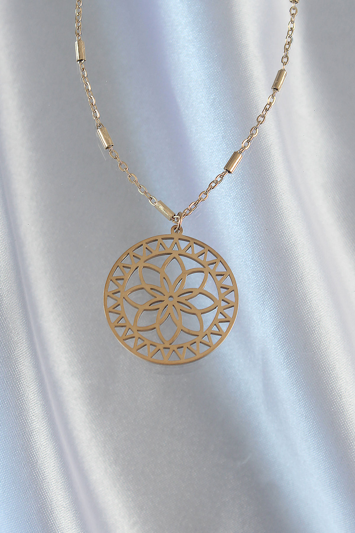 316L Çelik Zincir Gold Renk Lotus Model Kolye - Lisinya
