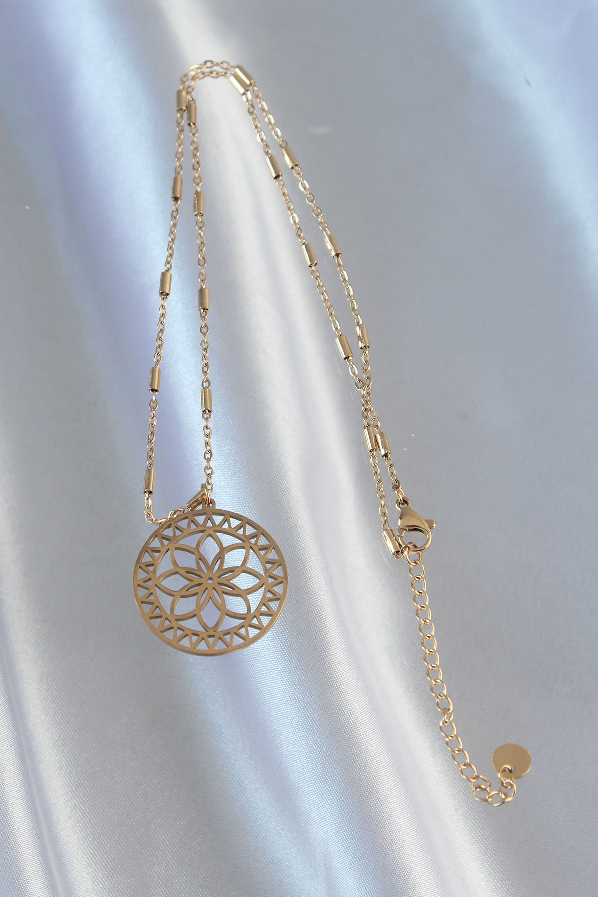 316L Çelik Zincir Gold Renk Lotus Model Kolye - Lisinya