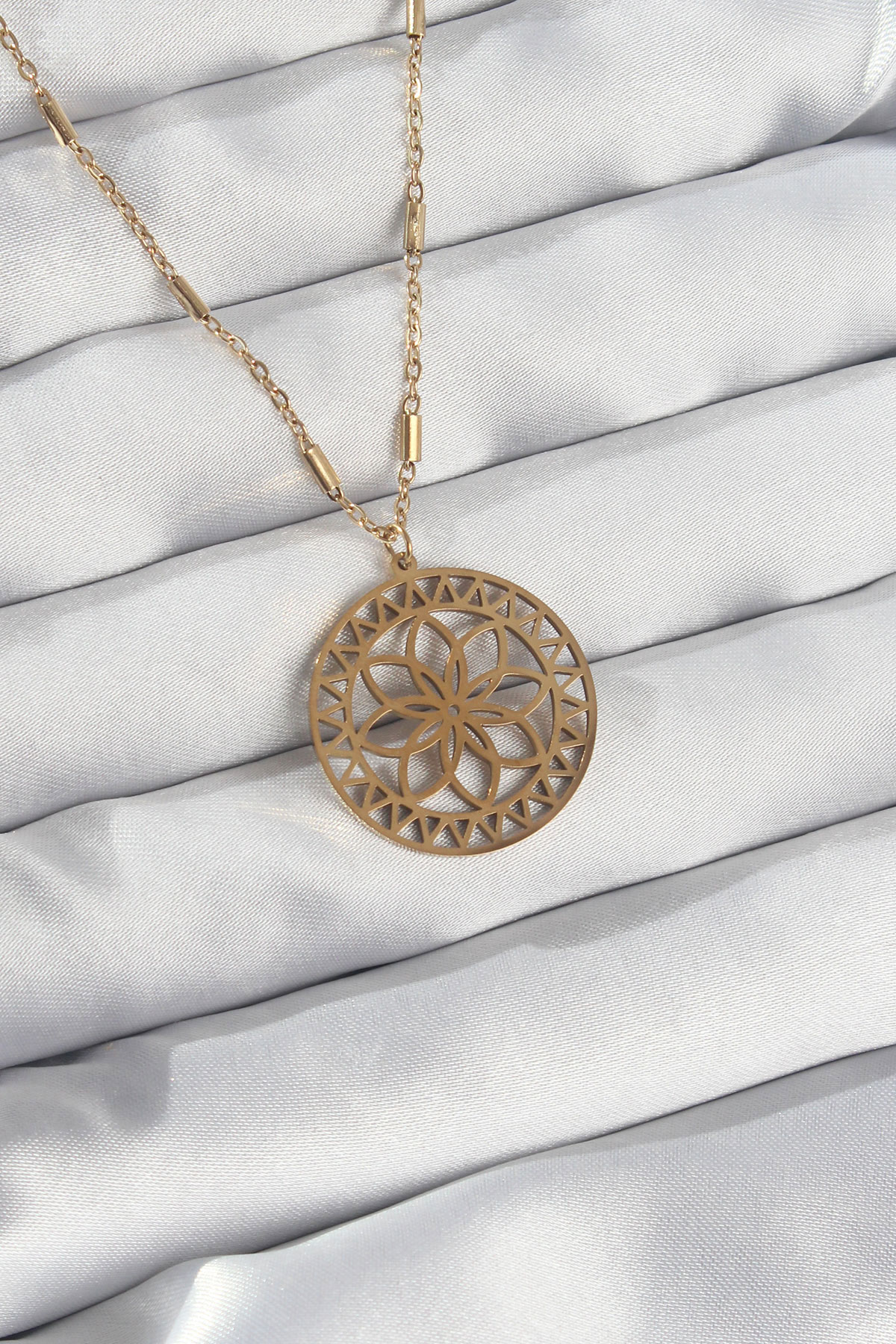 316L Çelik Zincir Gold Renk Lotus Model Kolye - Lisinya
