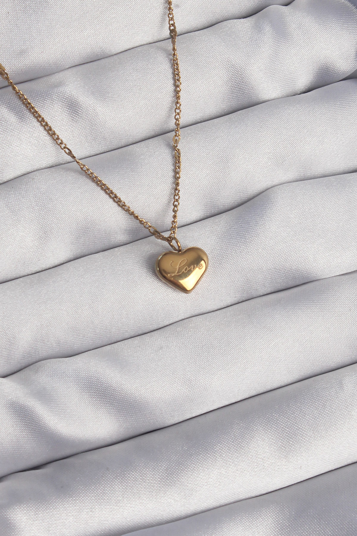 316L Çelik Gold Renk Kalp Model Love Kolye - Lisinya