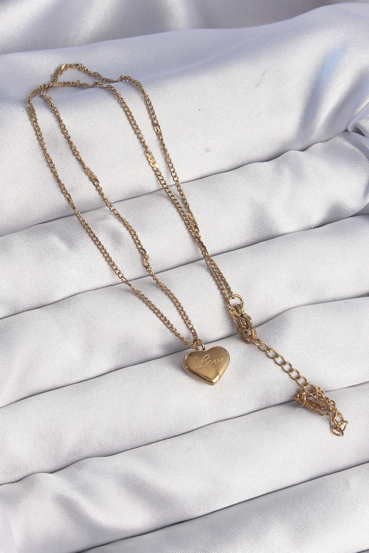 316L Çelik Gold Renk Kalp Model Love Kolye - Lisinya