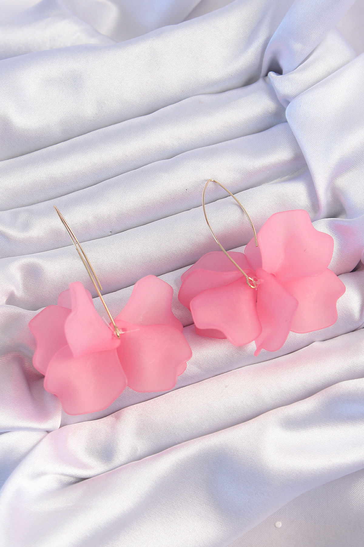 Pirinç Pembe Renkli Flora Küpe - Lisinya