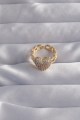 Pirinç Ayarlamalı Gold Renk Zirkon Taşlı Bombeli Kalp Yüzük - Lisinya