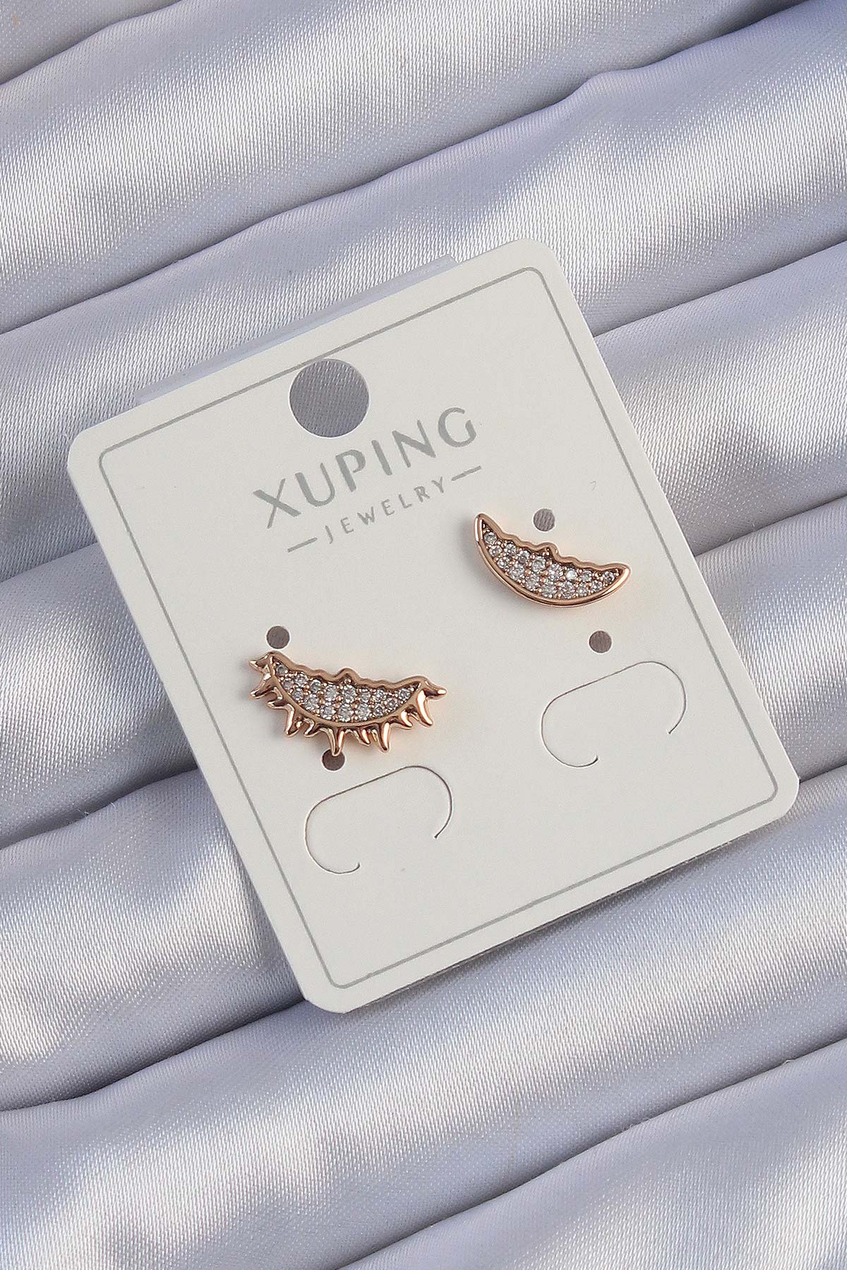 Xuping Rose Renk Zirkon Taşlı Ay ve Güneş Tasarımlı Küpe - Lisinya