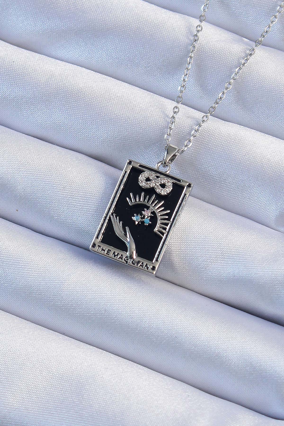 316L Çelik Zincir Gümüş Renk Zirkon Taşlı Sonsuzluk Figürlü Tarot Kolye - Lisinya 316L Çelik Zincir Gümüş Renk Zirkon Taşlı Sonsuzluk Figürlü Tarot Kolye - Lisinya