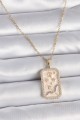 316L Çelik Gold Renk Zincir Yay Burcu Zirkon Taşlı Kadın Kolye - Lisinya