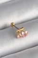 316L Çelik Gold Renk Pembe Zirkon Taşlı Kalp Tragus Piercing - Lisinya