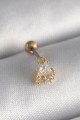 316L Çelik Gold Renk Üçgen Zirkon Taşlı Tragus Piercing - Lisinya