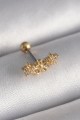 316L Çelik Gold Renk Zirkon Taşlı Çiçek Tragus Piercing - Lisinya