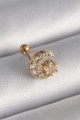 316L Çelik Gold Renk Zirkon Taşlı Ay Yıldız Tragus Piercing - Lisinya