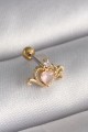 316L Çelik Gold Renk Pembe Mineli Kalp Zirkon Taş Detay Tragus Piercing - Lisinya